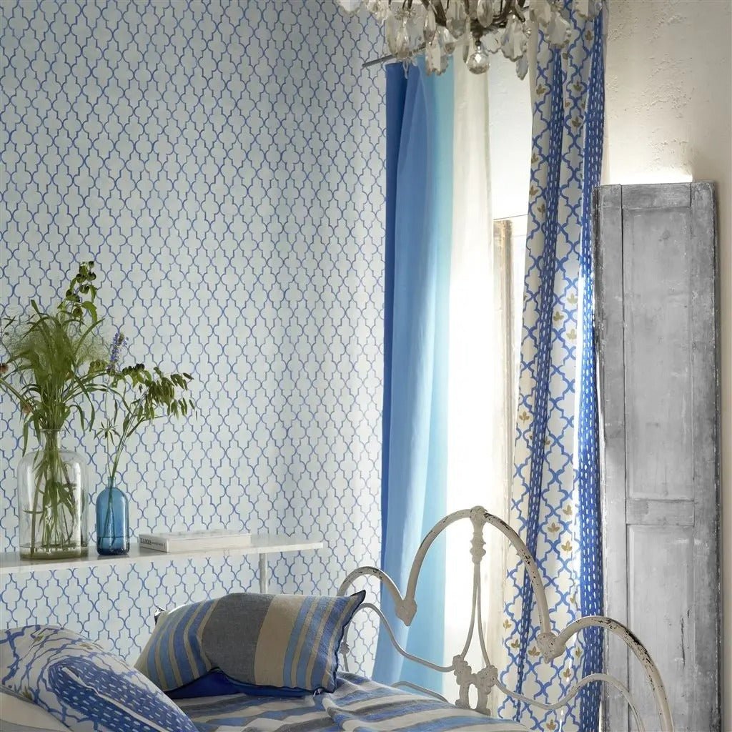 Pergola Trellis Wallpaper - Cobalt - Designers Guild - PDG1151/04 - Premier Wallcovering