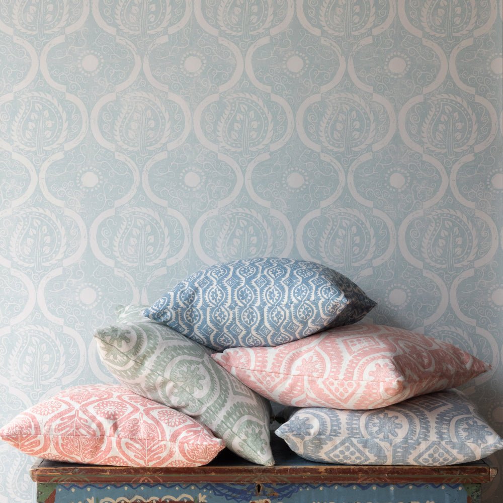 Persian Leaf Wallpaper - Aqua - Blithfield - 840-01 - Premier Wallcovering