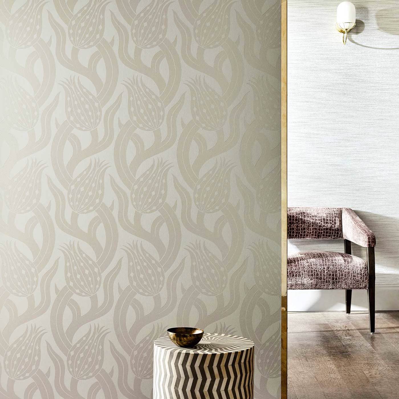 Persian Tulip Wallpaper - Silver - ZHIW312998 - Zoffany - Premier Wallcovering