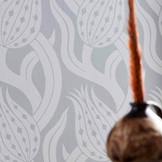 Persian Tulip Wallpaper - Quartz Grey - ZHIW312995 - Zoffany - Premier Wallcovering