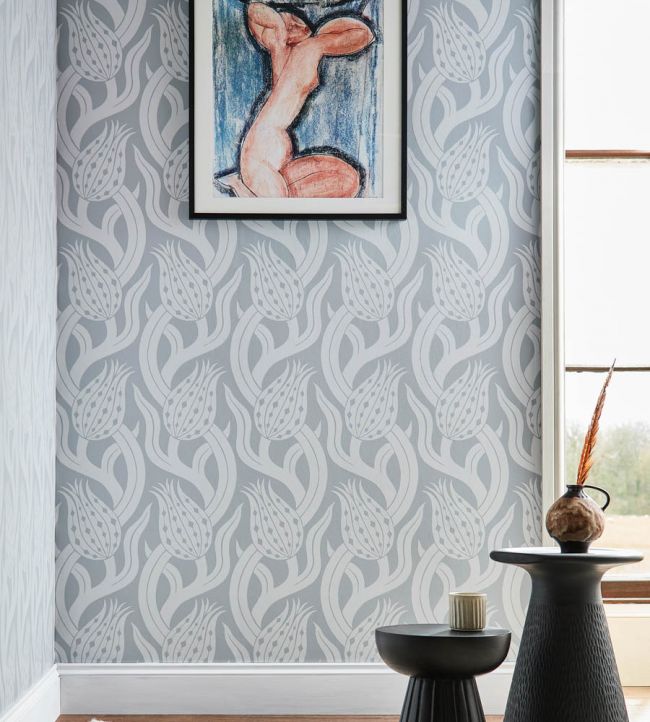 Persian Tulip Wallpaper - Quartz Grey - ZHIW312995 - Zoffany - Premier Wallcovering