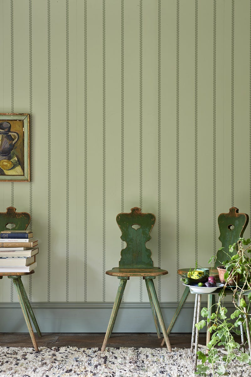 Petal Stripe Wallpaper - Blue Gray - 2422 - Farrow & Ball - Premier Wallcovering