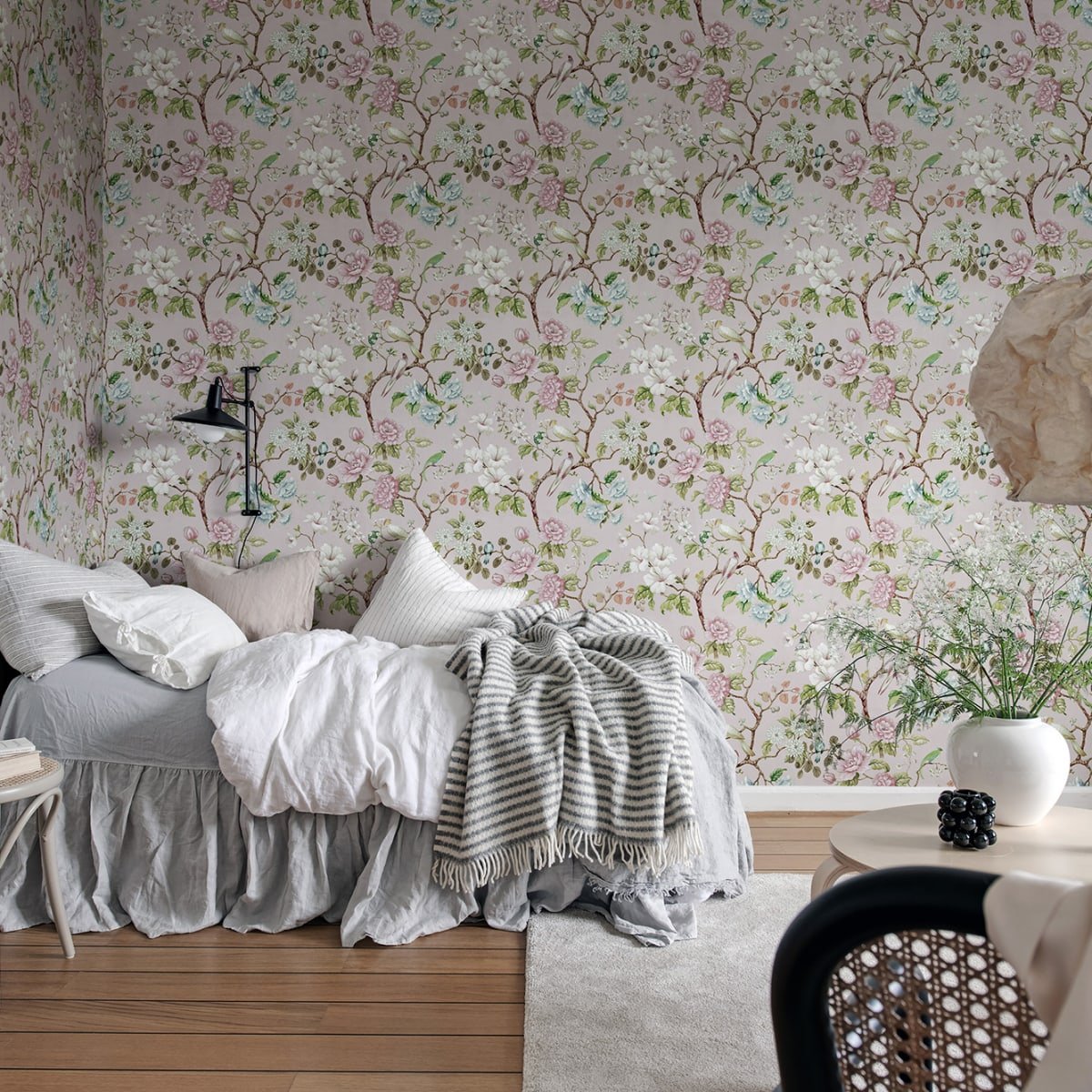 Petit Flora Wallpaper - Soft Pink - Rebel Walls - R19263 - Premier Wallcovering