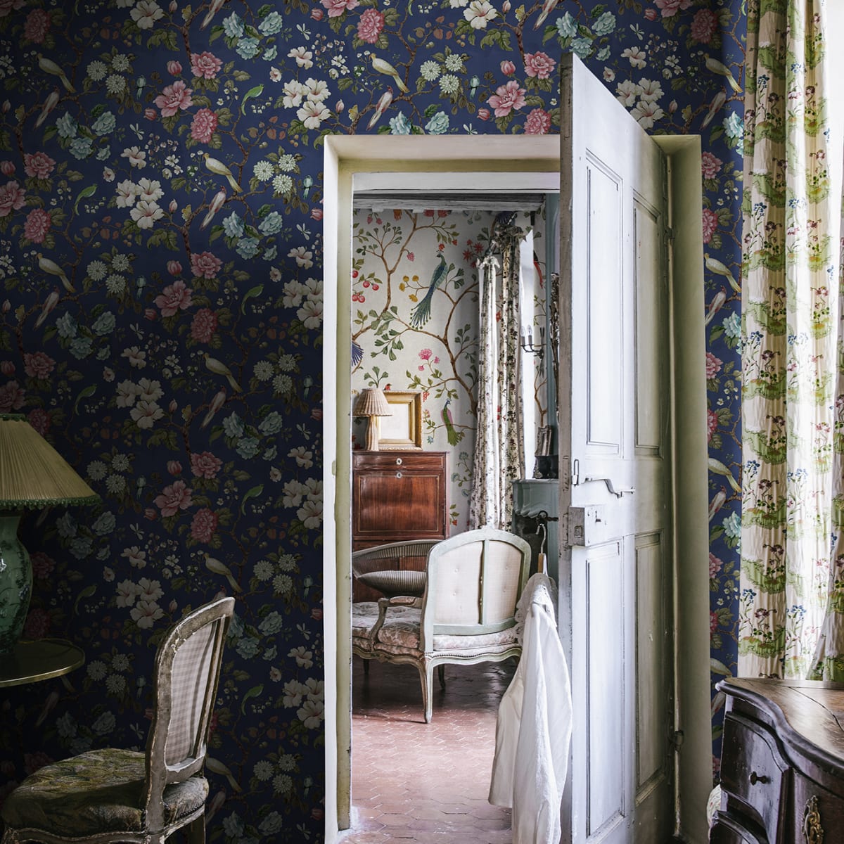 Petit Flora Wallpaper - Blue - Rebel Walls - R19262 - Premier Wallcovering