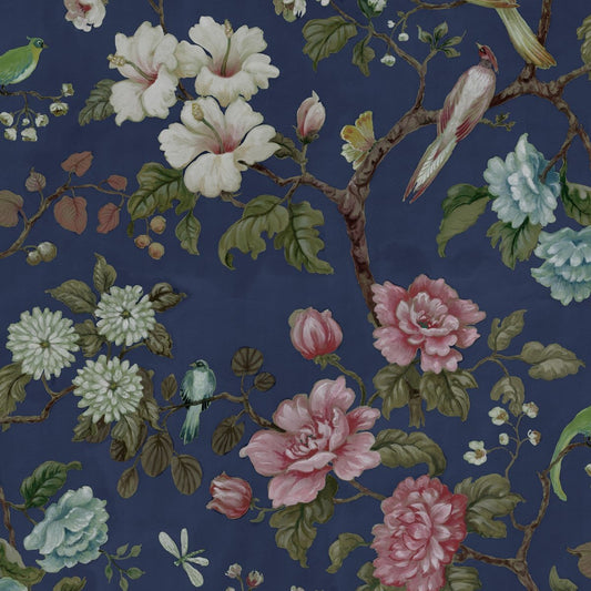 Petit Flora Wallpaper - Blue - Rebel Walls - R19262 - Premier Wallcovering