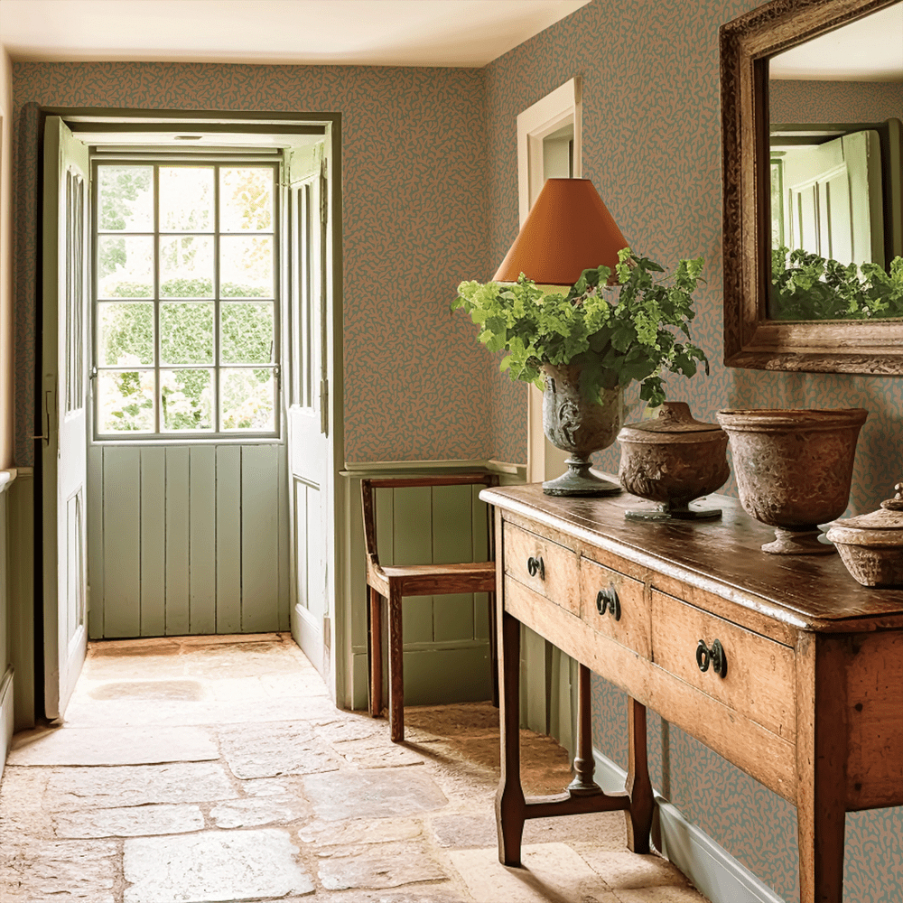 Petite Coral Cove Wallpaper - Autumn Spice and Rustic Green - Lucie Annabel - LAN100443 - Premier Wallcovering