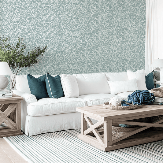Petite Coral Cove Wallpaper - Teal - Lucie Annabel - LAN100436 - Premier Wallcovering
