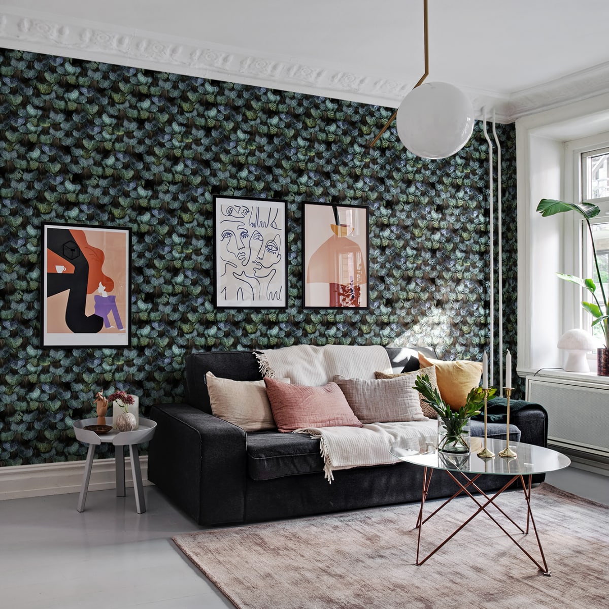 Petite Peacock Plumage Wallpaper - Opal - Rebel Walls - R18553 - Premier Wallcovering