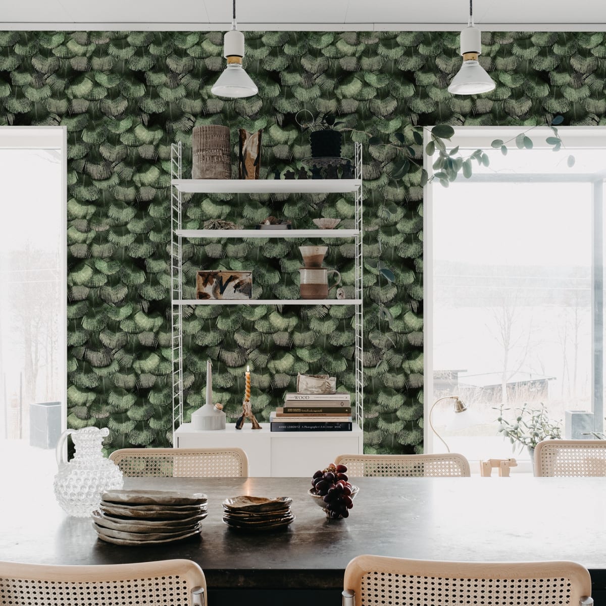 Petite Peacock Plumage Wallpaper - Jade - Rebel Walls - R18554 - Premier Wallcovering