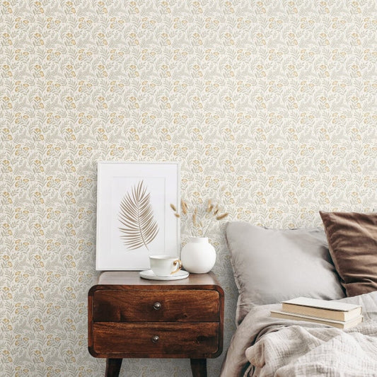 Petite Posy Wallpaper - Stone/Linen - Hoopla Walls - HWA1183W - Premier Wallcovering