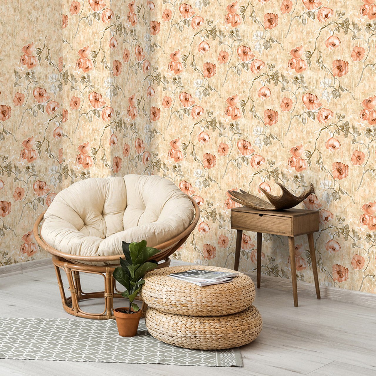 Petunia Julie Feels Home Wallpaper - Peach - Hohenberger - 26915 - Premier Wallcovering