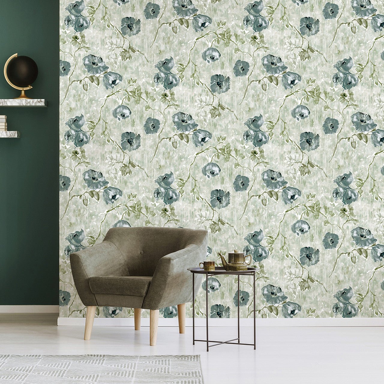Petunia Julie Feels Home Wallpaper - Steel Sage - Hohenberger - 26917 - Premier Wallcovering
