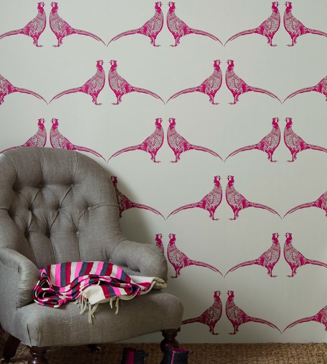 Pheasant Wallpaper - Pink - BG1500102 - Barneby Gates - Premier Wallcovering
