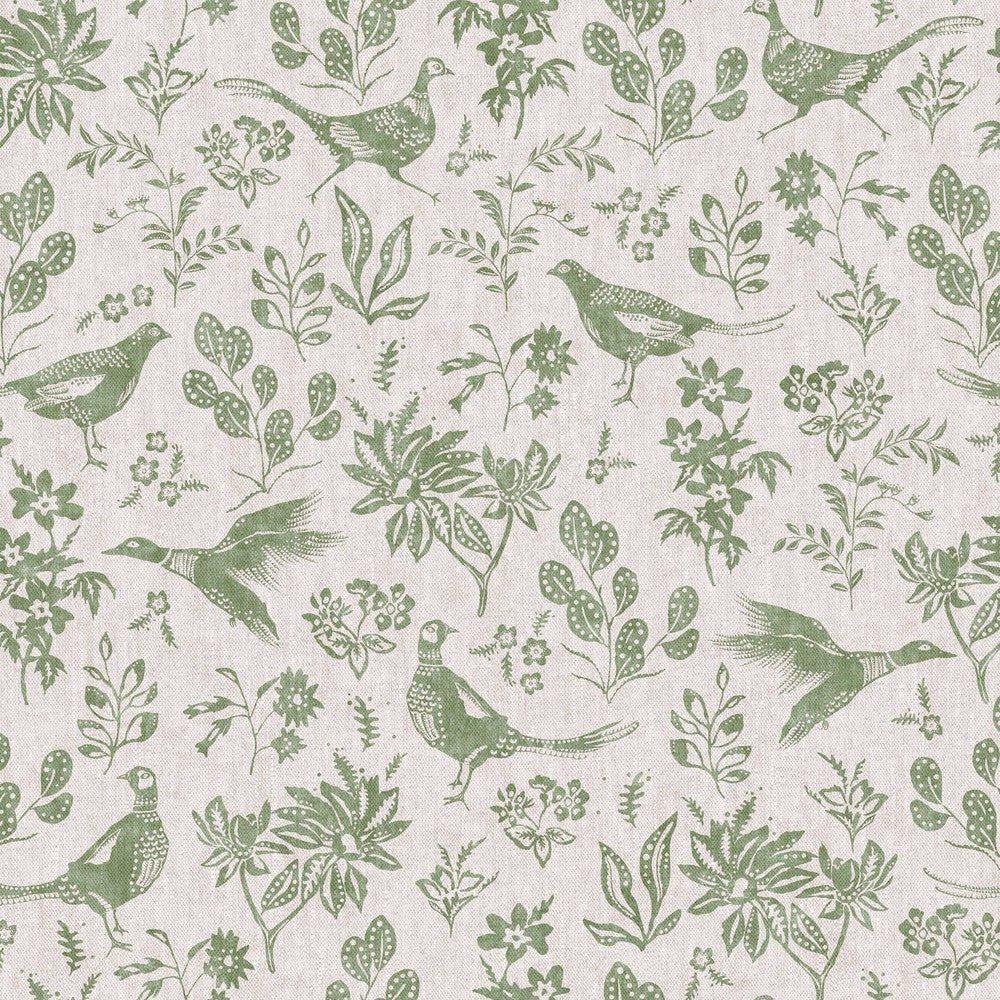 Pheasant Wallpaper - Linen & Green - Joules - 128920 - Premier Wallcovering