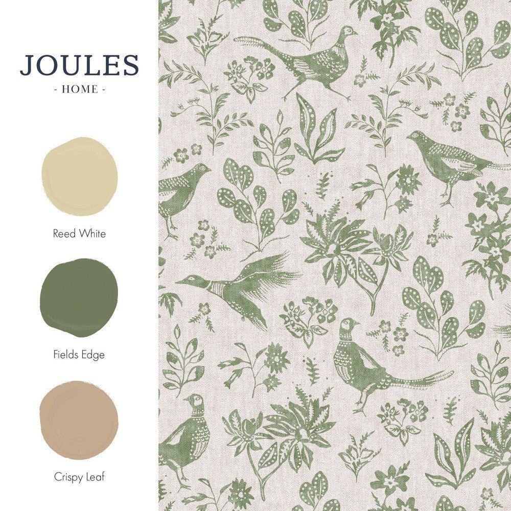 Pheasant Wallpaper - Linen & Green - Joules - 128920 - Premier Wallcovering