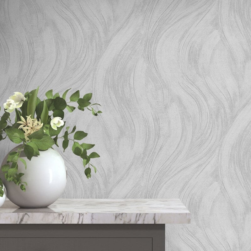 Piano Wave Metallic Wallpaper - Grey/Silver - Erismann - 10456 - 31 - Premier Wallcovering