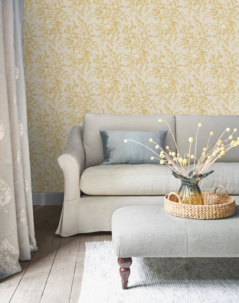 Picardie Wallpaper - Pale Gold - Laura Ashley - 114900 - Premier Wallcovering