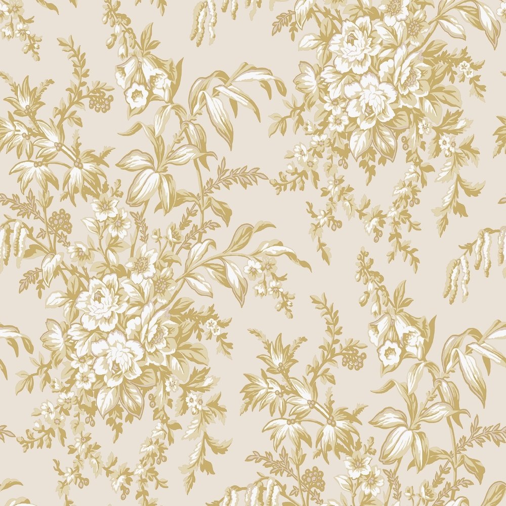 Picardie Wallpaper - Pale Gold - Laura Ashley - 114900 - Premier Wallcovering