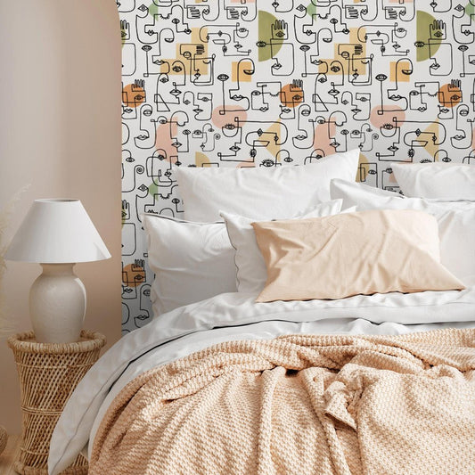 Picasso Wallpaper - Blush Pink, Sage Green & Peach - Lust Home - LH900112 - Premier Wallcovering