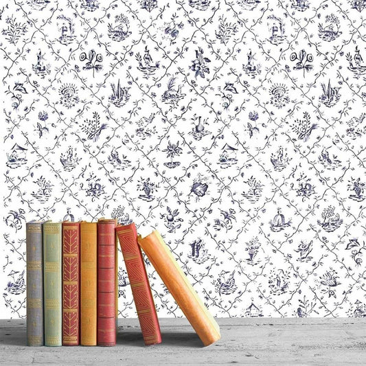 Pillement Wallpaper - Red - Charles Burger - BUR 2233 - 002 - Premier Wallcovering