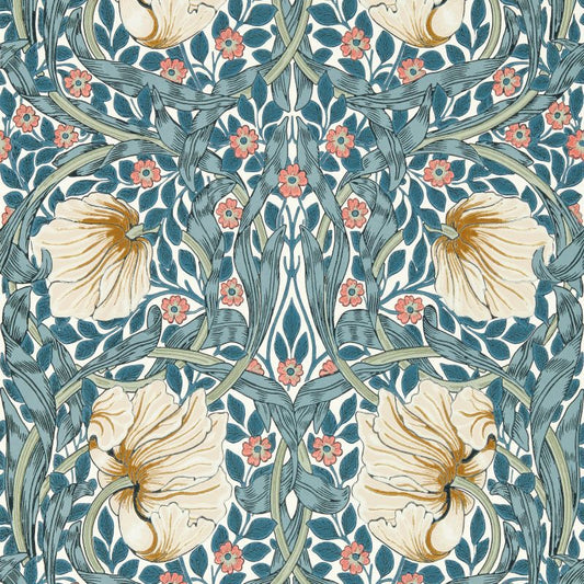 Pimpernel Wallpaper - Woad/Coral - 217363 - Morris & Co - Premier Wallcovering