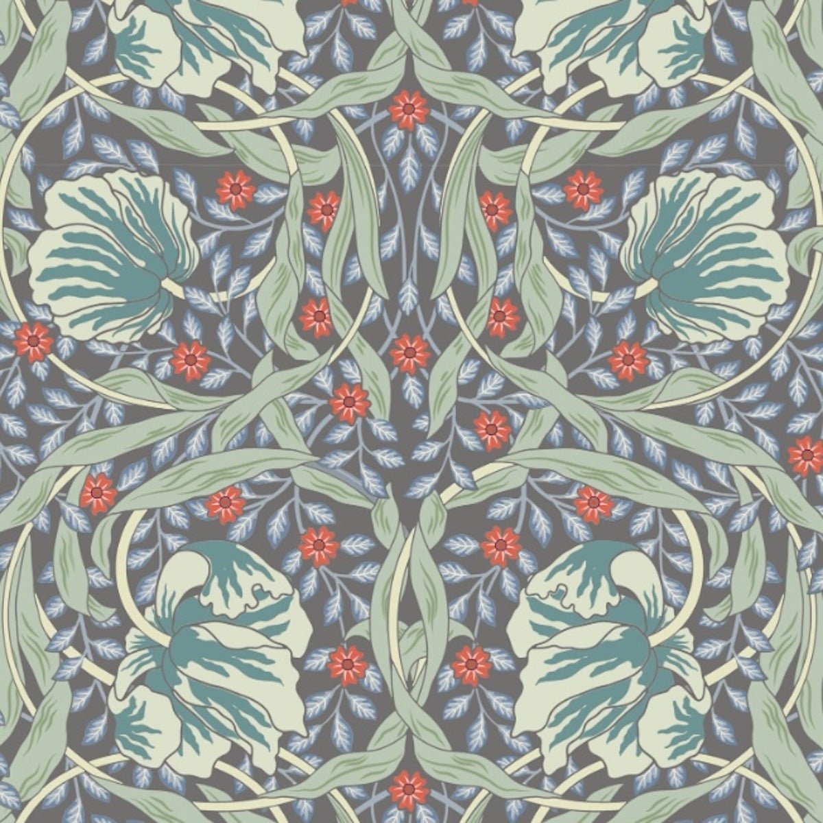 Morris Collections - 1073 - Pimpernel Wallpaper - Light Grey - Blue - Premier Wallcovering