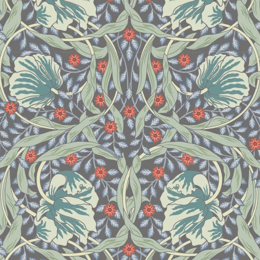 Morris Collections - 1073 - Pimpernel Wallpaper - Light Grey - Blue - Premier Wallcovering