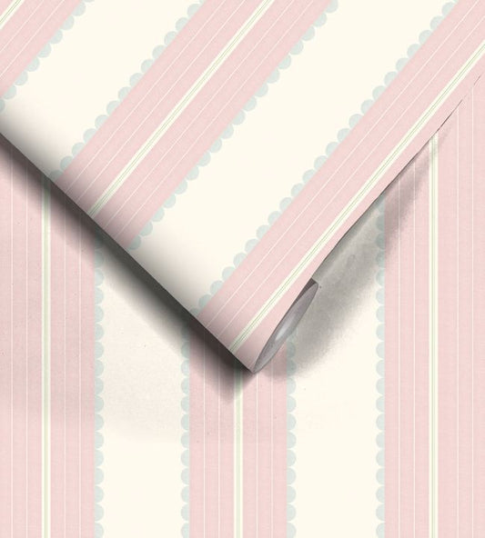 Pin Up Stripe Wallpaper - Pastel Pink - Woodchip & Magnolia - WM - 478 - 01R - Premier Wallcovering
