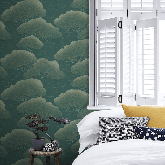 Pine Wallpaper - Blue Green / Gold - Little Greene - 275PIBLUEP - Premier Wallcovering