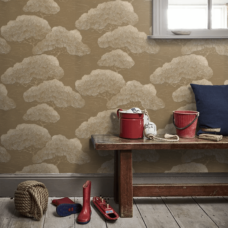 Pine Wallpaper - Gold - Little Greene - 275PIGOLDE - Premier Wallcovering