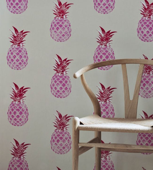 Pineapple Wallpaper - Red / Pink - BG1200201 - Barneby Gates - Premier Wallcovering