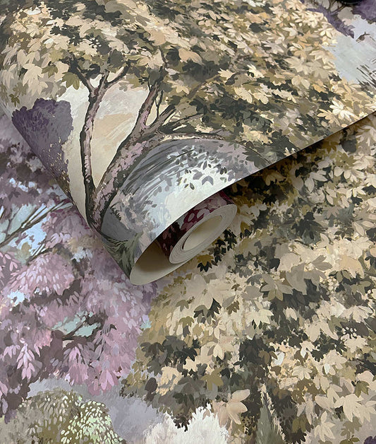 Pinecrest Wallpaper - Mulberry / Green - Holden Décor - 91950 - Premier Wallcovering