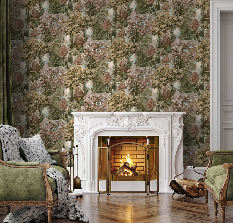 Pinecrest Wallpaper - Rust / Green - Holden Décor - 91951 - Premier Wallcovering