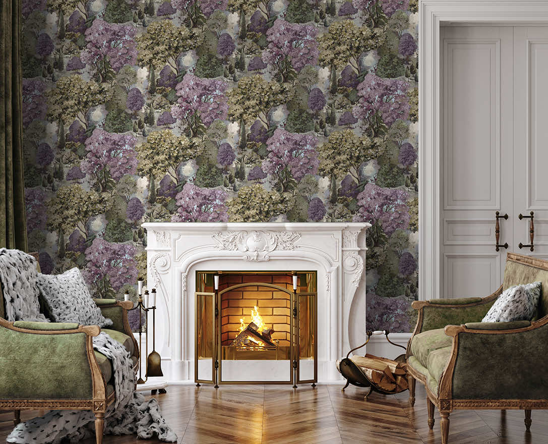 Pinecrest Wallpaper - Mulberry / Green - Holden Décor - 91950 - Premier Wallcovering