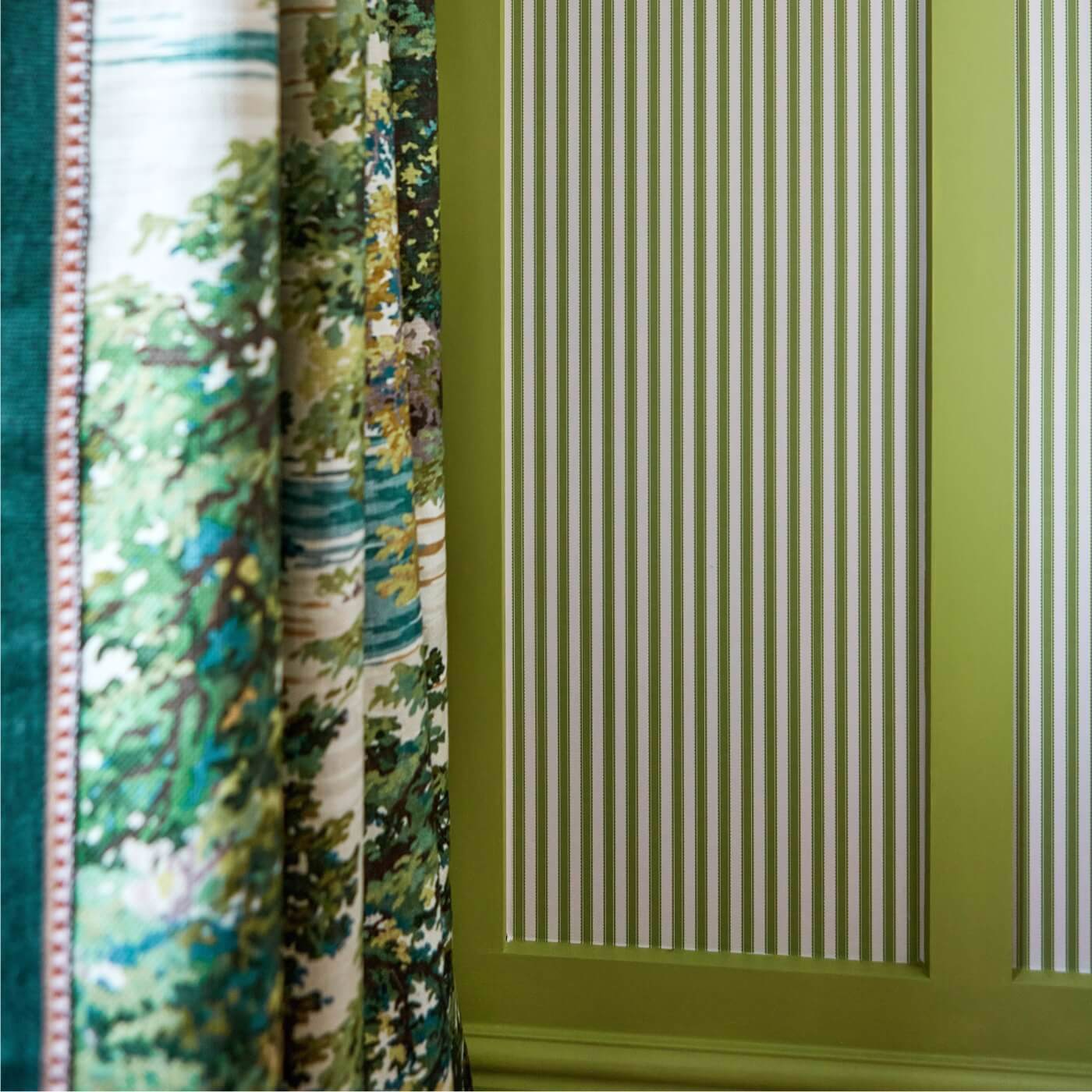 Pinetum Stripe Wallpaper - Sap Green - DABW217255 - Sanderson - Premier Wallcovering