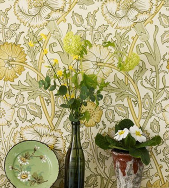 Pink & Rose Wallpaper - Cowslip/Fennel - 212569 - Morris & Co - Premier Wallcovering