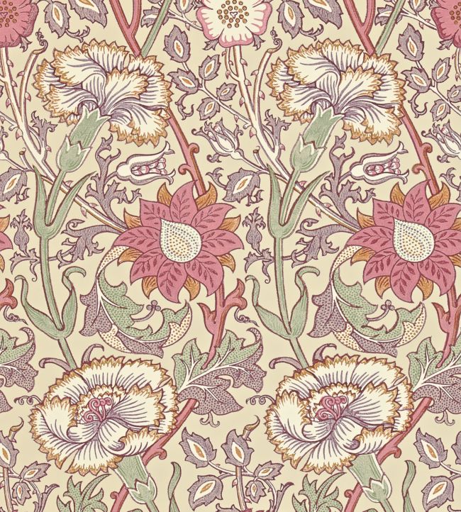 Pink & Rose Wallpaper - Manilla/White - 212566 - Morris & Co - Premier Wallcovering