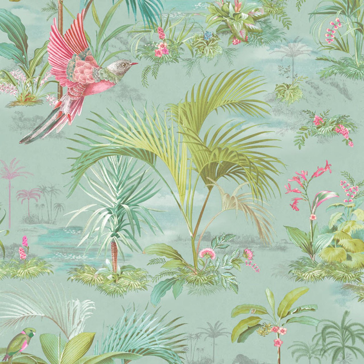 Pip Studio 5 Palm Scene Wallpaper - Blue - Eijffinger - 300145 - Premier Wallcovering