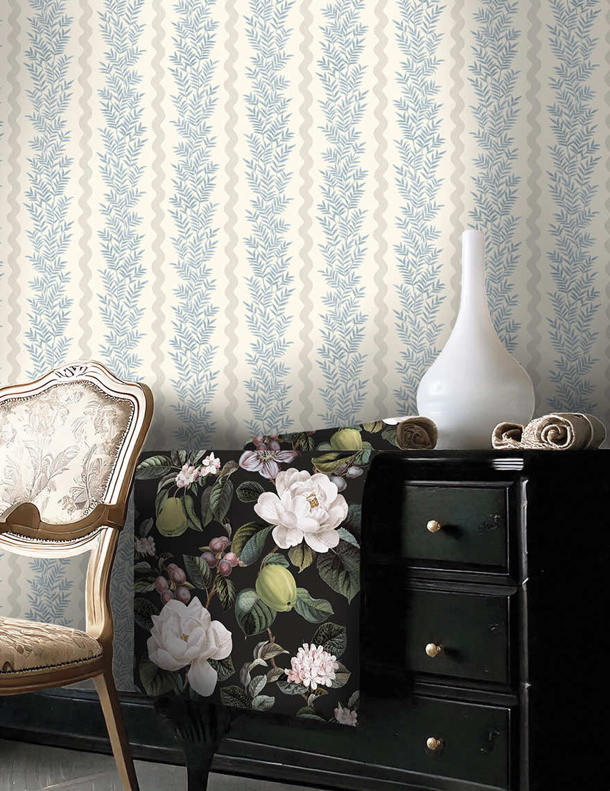 Pipkin Stripe Wallpaper - Neutral / Blue - Holden Décor - 91981 - Premier Wallcovering