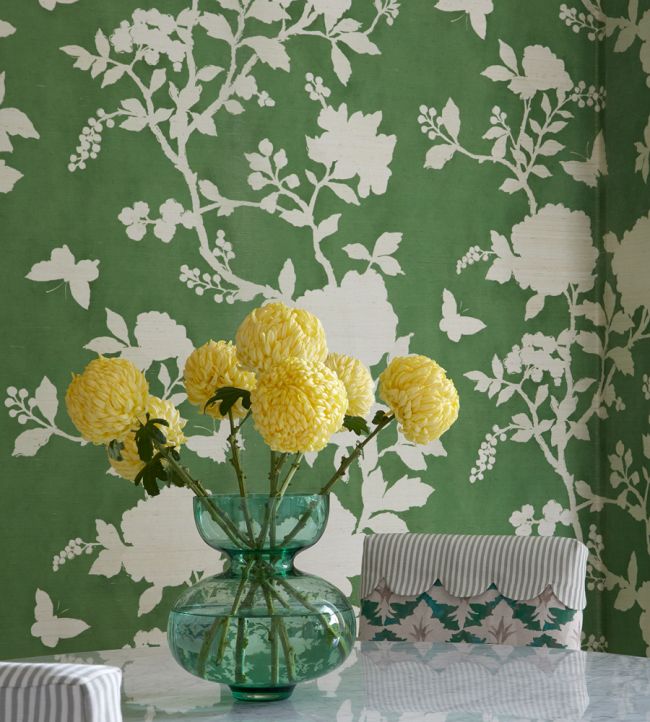 Pivoine Grasscloth Wallpaper - Green - Madeaux - W2200 - 03 - Premier Wallcovering