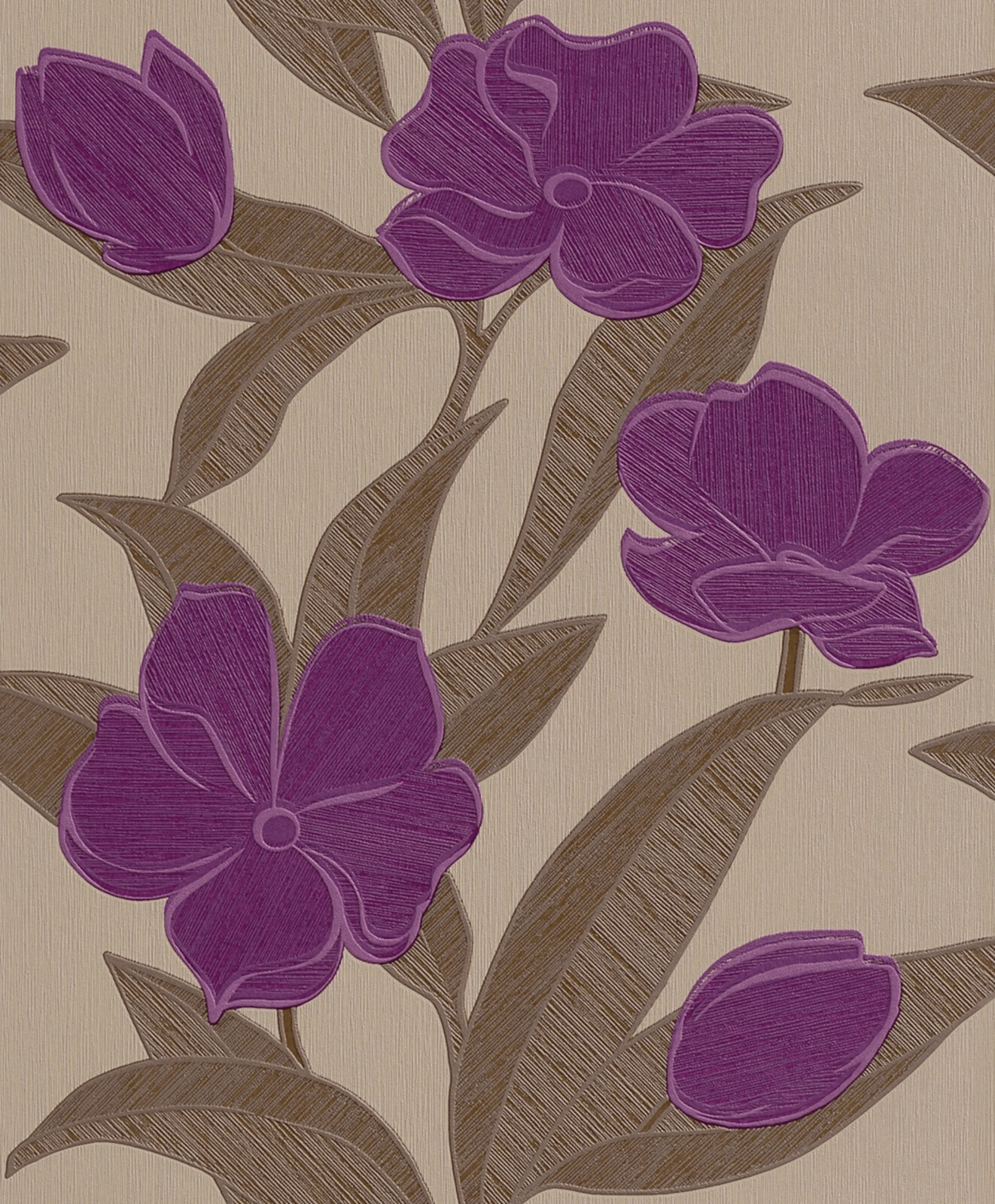 Plaisir Purple Floral Wallpaper - Purple - Rasch - 788129 - Premier Wallcovering
