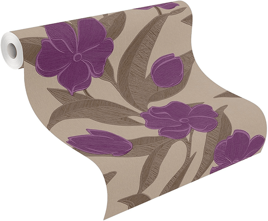 Plaisir Purple Floral Wallpaper - Purple - Rasch - 788129 - Premier Wallcovering