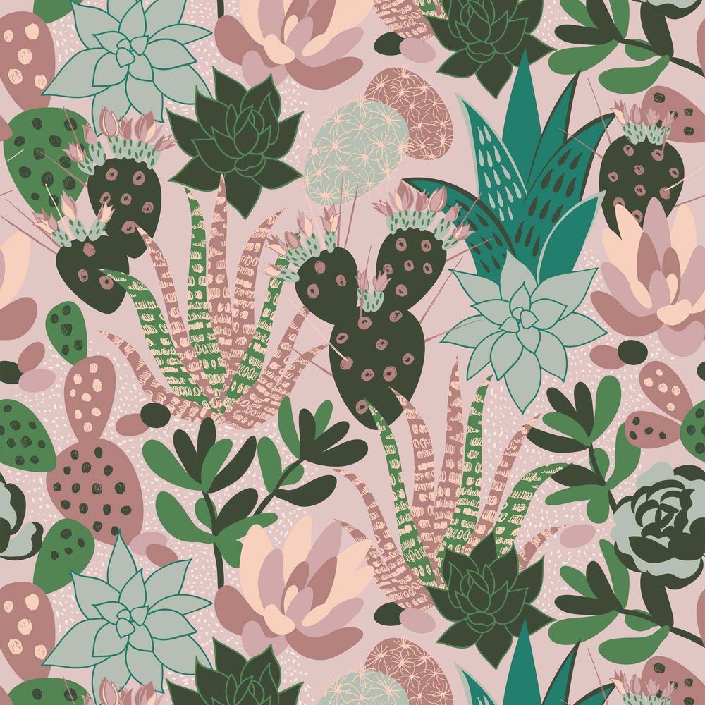 Plantopia Wallpaper - Shades of Blush & Green - Lust Home - LH900167 - Premier Wallcovering