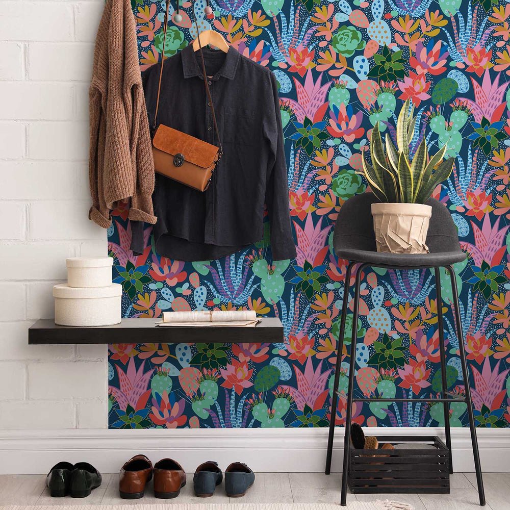 Plantopia Wallpaper - Navy & Brights - Lust Home - LH900168 - Premier Wallcovering