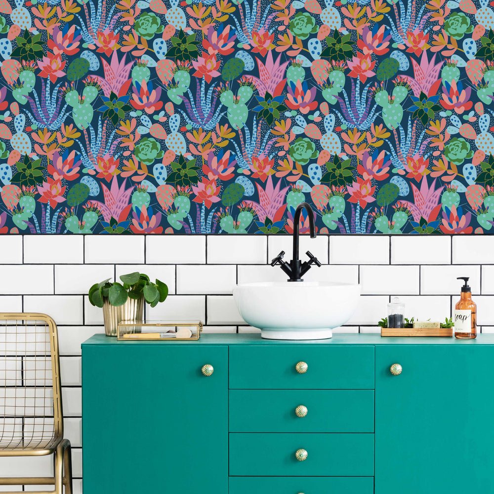 Plantopia Wallpaper - Navy & Brights - Lust Home - LH900168 - Premier Wallcovering