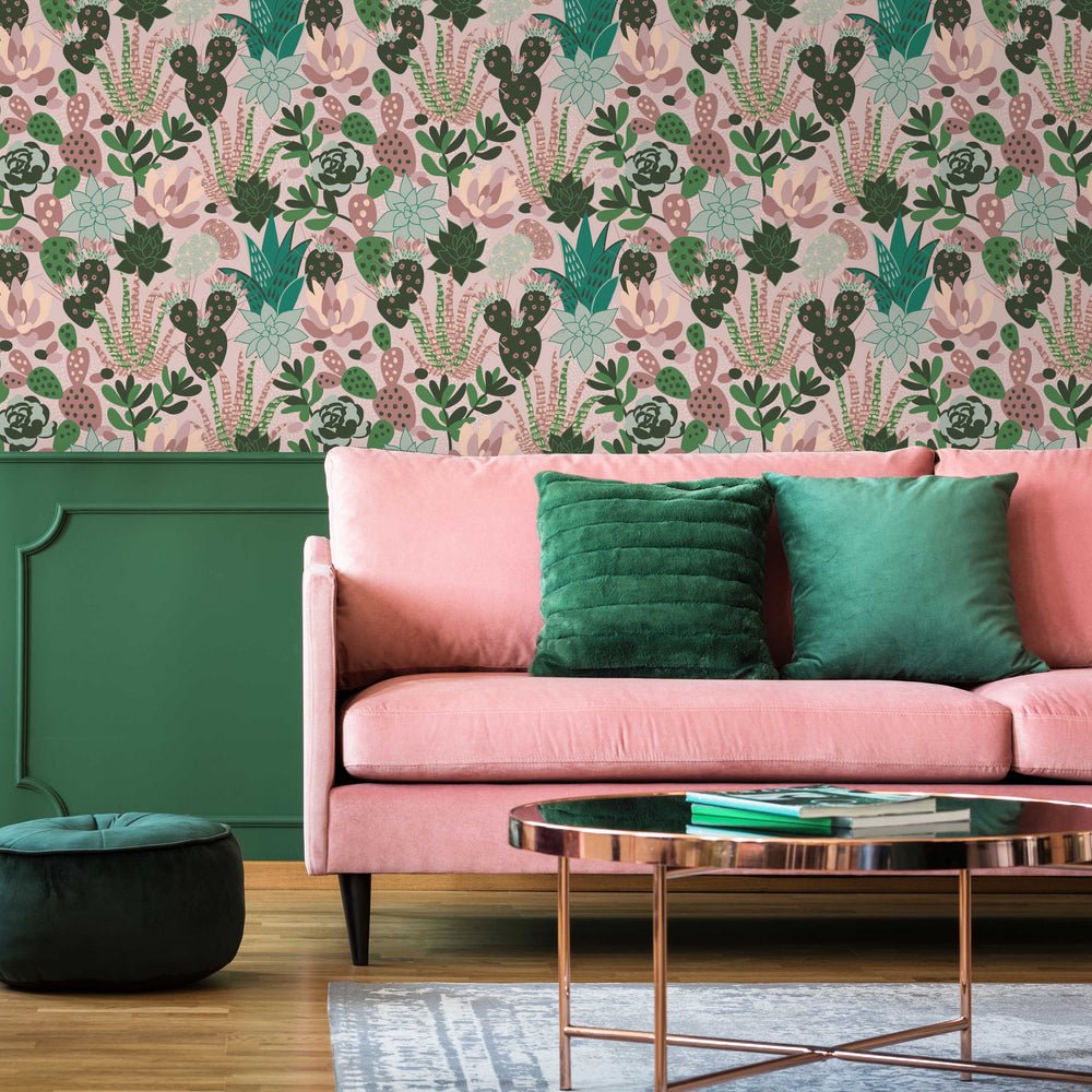 Plantopia Wallpaper - Shades of Blush & Green - Lust Home - LH900167 - Premier Wallcovering