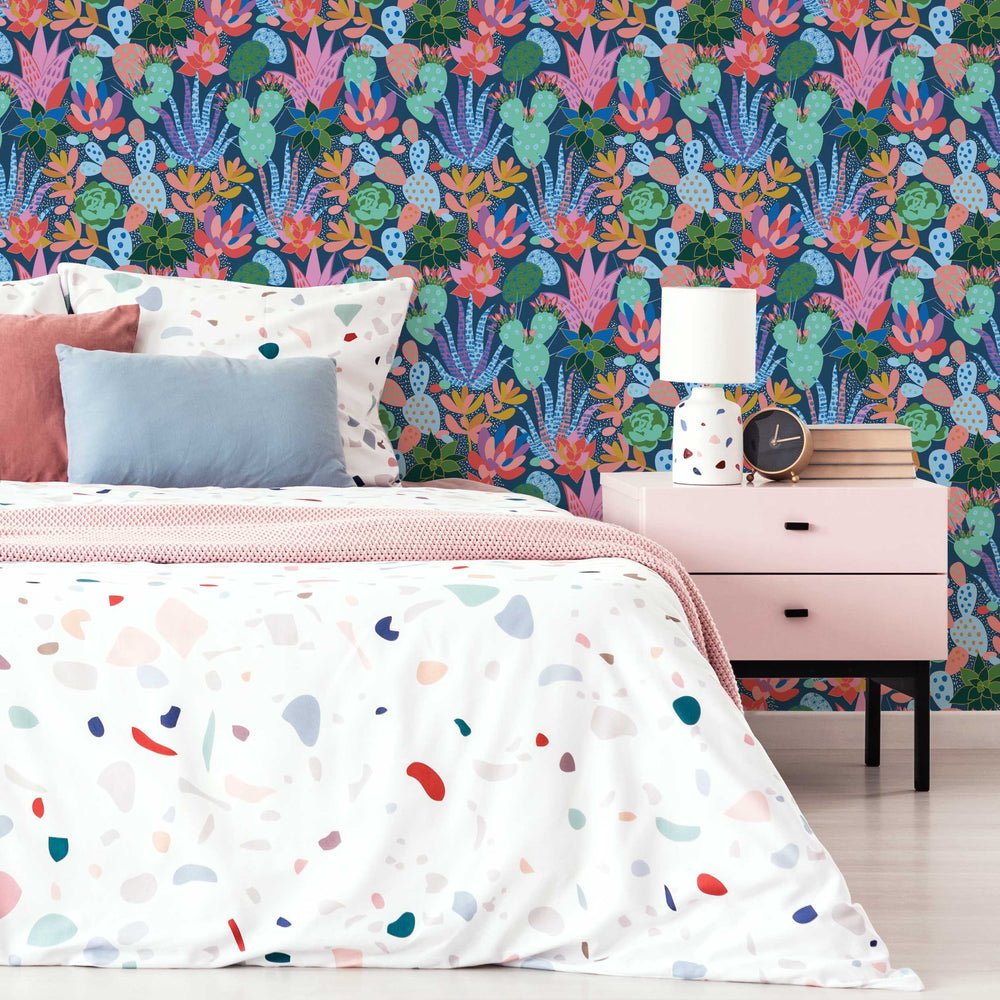 Plantopia Wallpaper - Navy & Brights - Lust Home - LH900168 - Premier Wallcovering