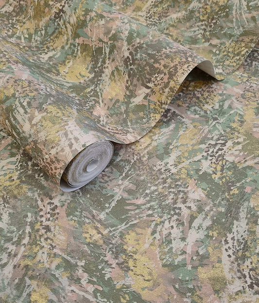 Pluma Wallpaper - Blush / Khaki - Holden Décor - 36340 - Premier Wallcovering