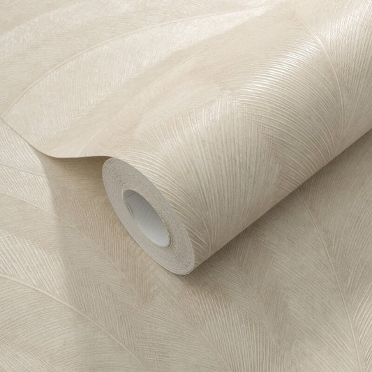 Plume Leaf Metallic Wallpaper - Beige - Erismann - 10476 - 02 - Premier Wallcovering