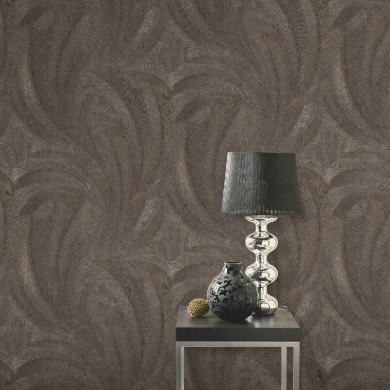 Plume Leaf Metallic Wallpaper - Brown/Bronze - Erismann - 10476 - 47 - Premier Wallcovering
